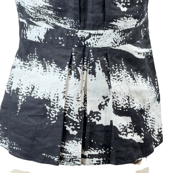 Grace Elements Sz 10 Linen Asymmetrical Black and White Sleeveless‎ Tank - Picture 5 of 7